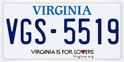VA license plate VGS5519