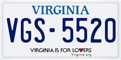 VA license plate VGS5520