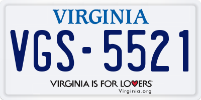 VA license plate VGS5521