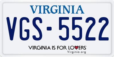 VA license plate VGS5522