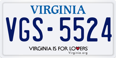 VA license plate VGS5524