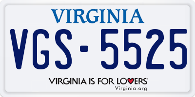 VA license plate VGS5525