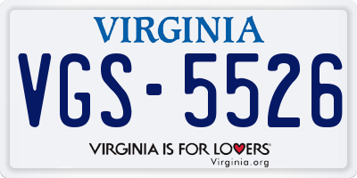 VA license plate VGS5526