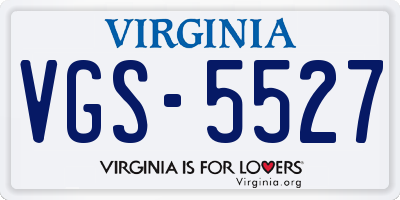 VA license plate VGS5527