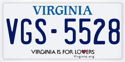 VA license plate VGS5528