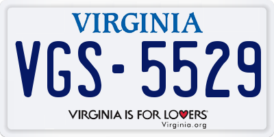 VA license plate VGS5529