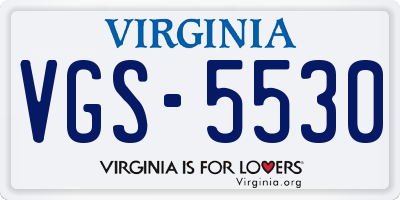 VA license plate VGS5530