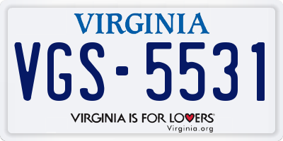 VA license plate VGS5531