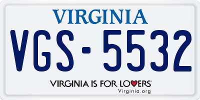 VA license plate VGS5532