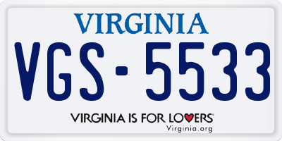 VA license plate VGS5533