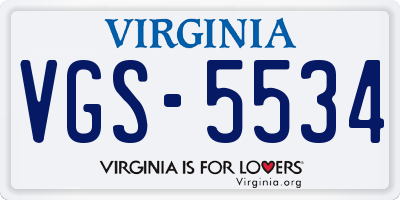 VA license plate VGS5534