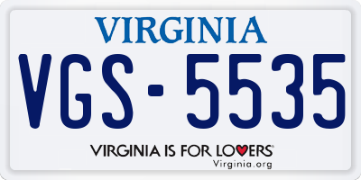 VA license plate VGS5535