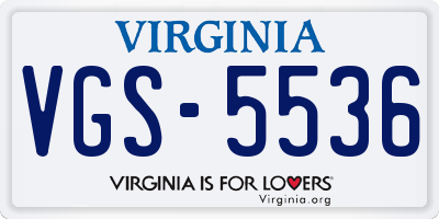 VA license plate VGS5536