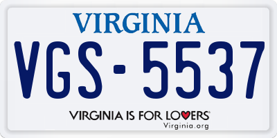 VA license plate VGS5537