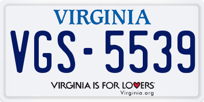 VA license plate VGS5539