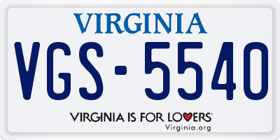 VA license plate VGS5540