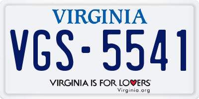VA license plate VGS5541