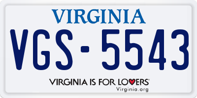 VA license plate VGS5543