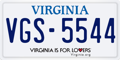 VA license plate VGS5544