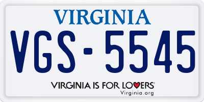 VA license plate VGS5545
