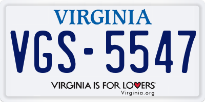 VA license plate VGS5547