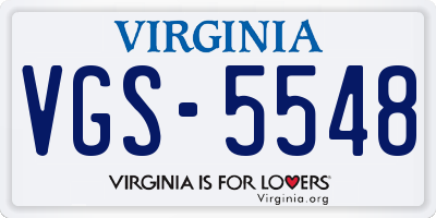 VA license plate VGS5548