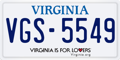 VA license plate VGS5549