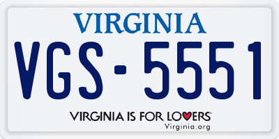 VA license plate VGS5551