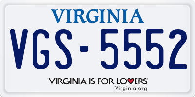 VA license plate VGS5552