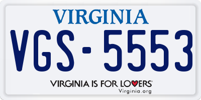 VA license plate VGS5553