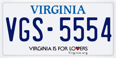 VA license plate VGS5554