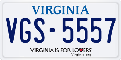VA license plate VGS5557