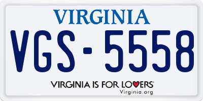 VA license plate VGS5558