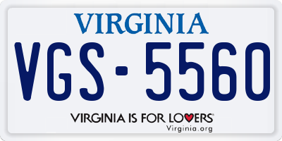 VA license plate VGS5560