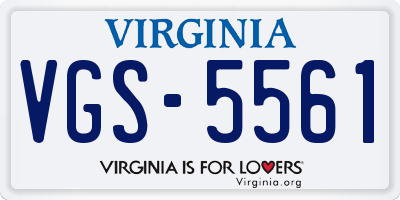 VA license plate VGS5561
