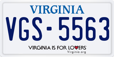 VA license plate VGS5563