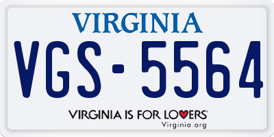 VA license plate VGS5564