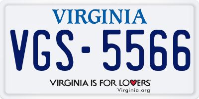 VA license plate VGS5566