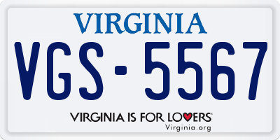 VA license plate VGS5567