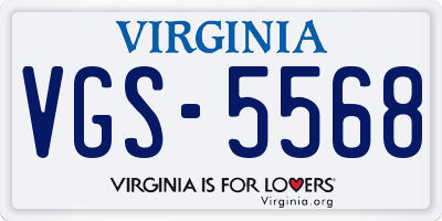VA license plate VGS5568