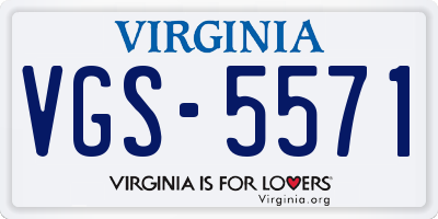 VA license plate VGS5571