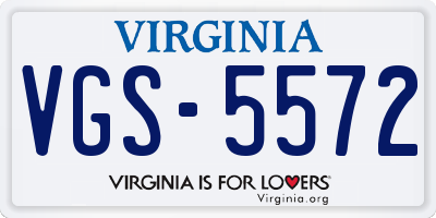 VA license plate VGS5572