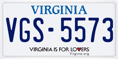 VA license plate VGS5573