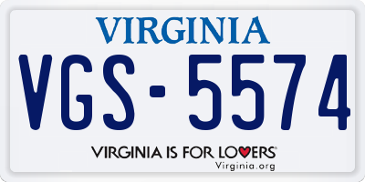 VA license plate VGS5574