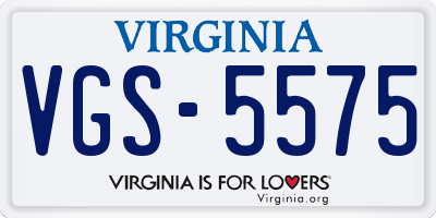 VA license plate VGS5575