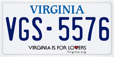 VA license plate VGS5576