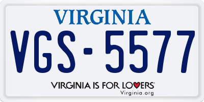 VA license plate VGS5577