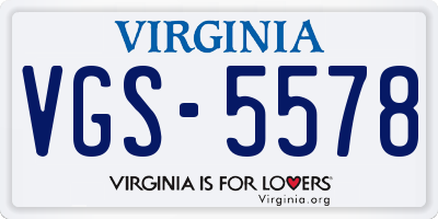 VA license plate VGS5578