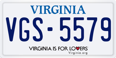 VA license plate VGS5579