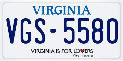 VA license plate VGS5580